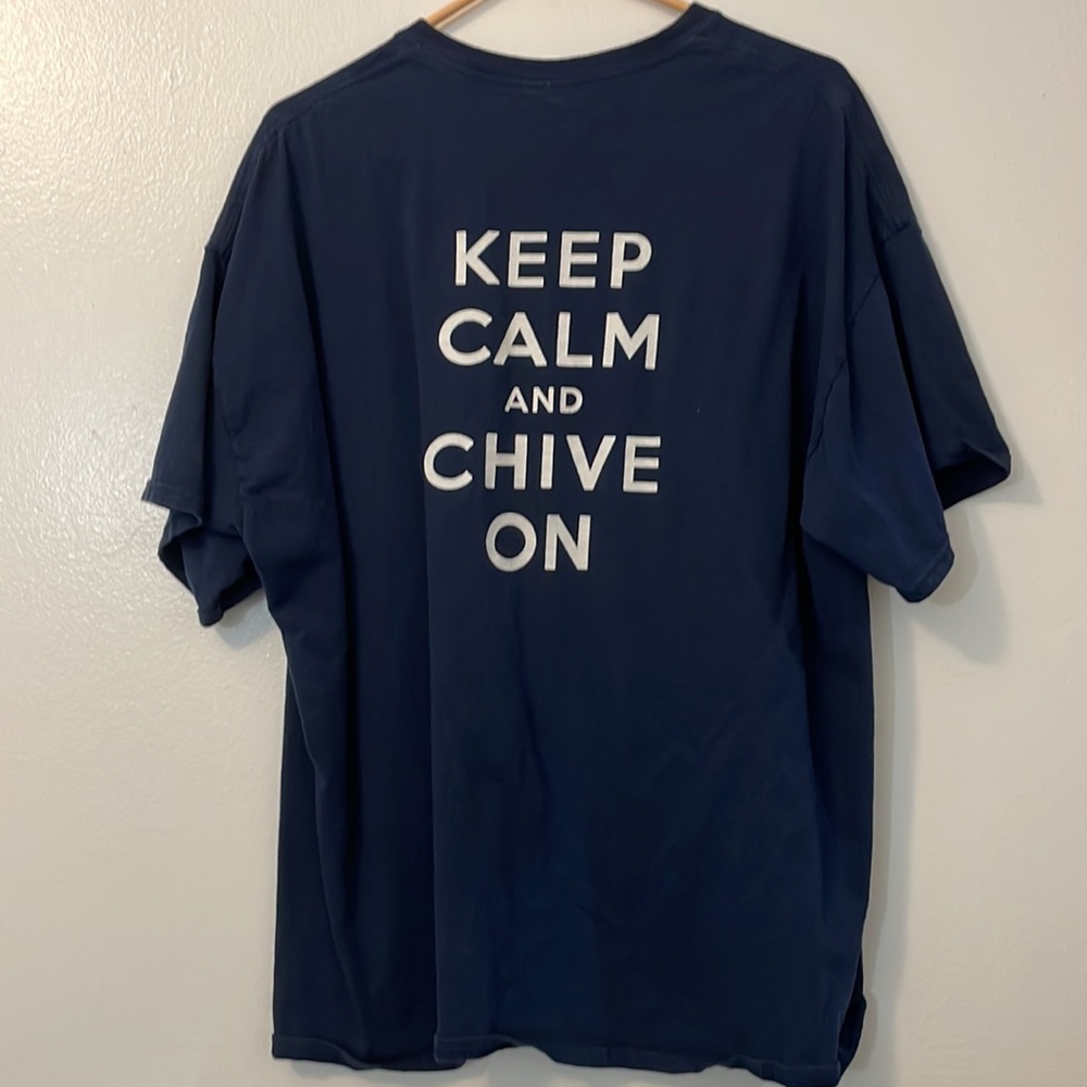 Keep calm and chive on funny Gildan 2xl blue t shirt chef cook